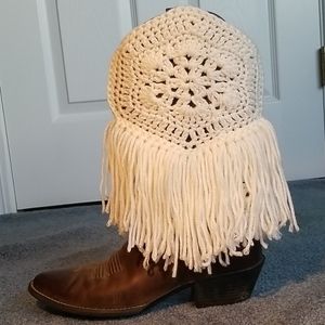 Boot Skirt or rug Boho handmade ivory crochet